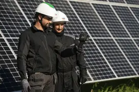 Ground-mounted solar power plant developped by Total Quadran, located in Morein, Pyrénées Atlantique-France.