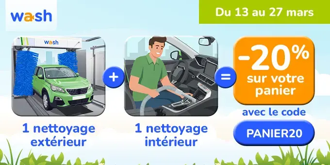 -20% sur votre lavage complet avec le code PANIER20