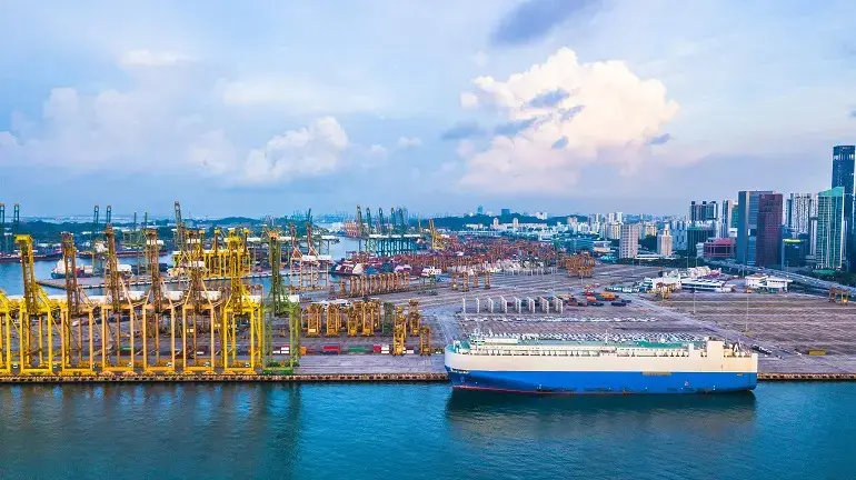 Aerial view of Singapore cargo terminal