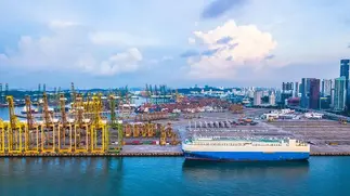 Aerial view of Singapore cargo terminal