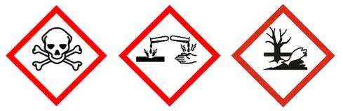 Señales de productos etiquetados como peligrosos