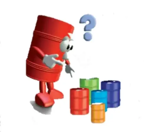 Dibujo de un barril de color rojo eligiendo entre varios barriles de colores