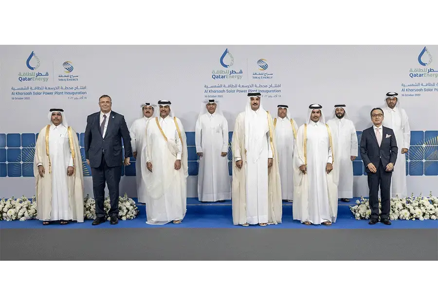 inauguration of Al Kharsaah solar power plant developed by TotalEnergies and its partners QatarEnergy, and Marubeni by His Highness Sheikh Tamim bin Hamad Al Thani and Patrick Pouyanne