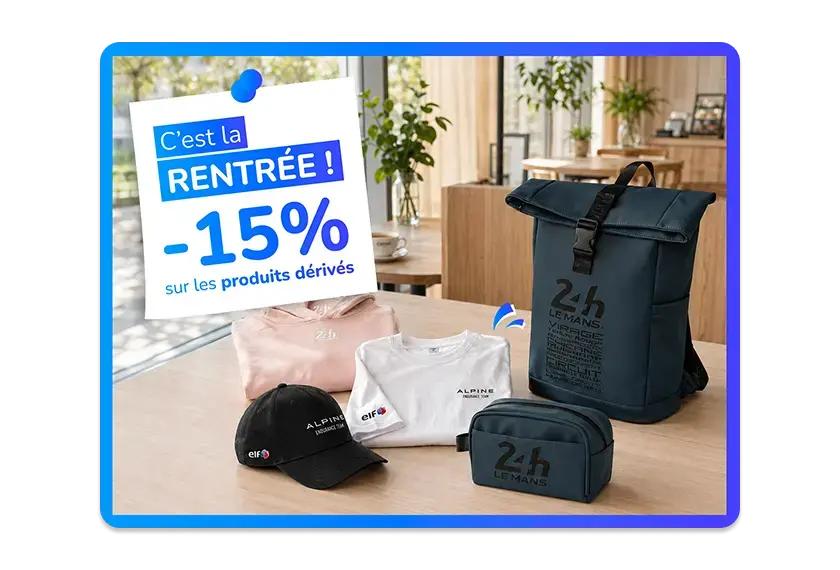 C’est le moment de préparer la rentrée ! Profitez de -15% sur les produits dérivés. Offre valable jusqu’au 06 septembre.