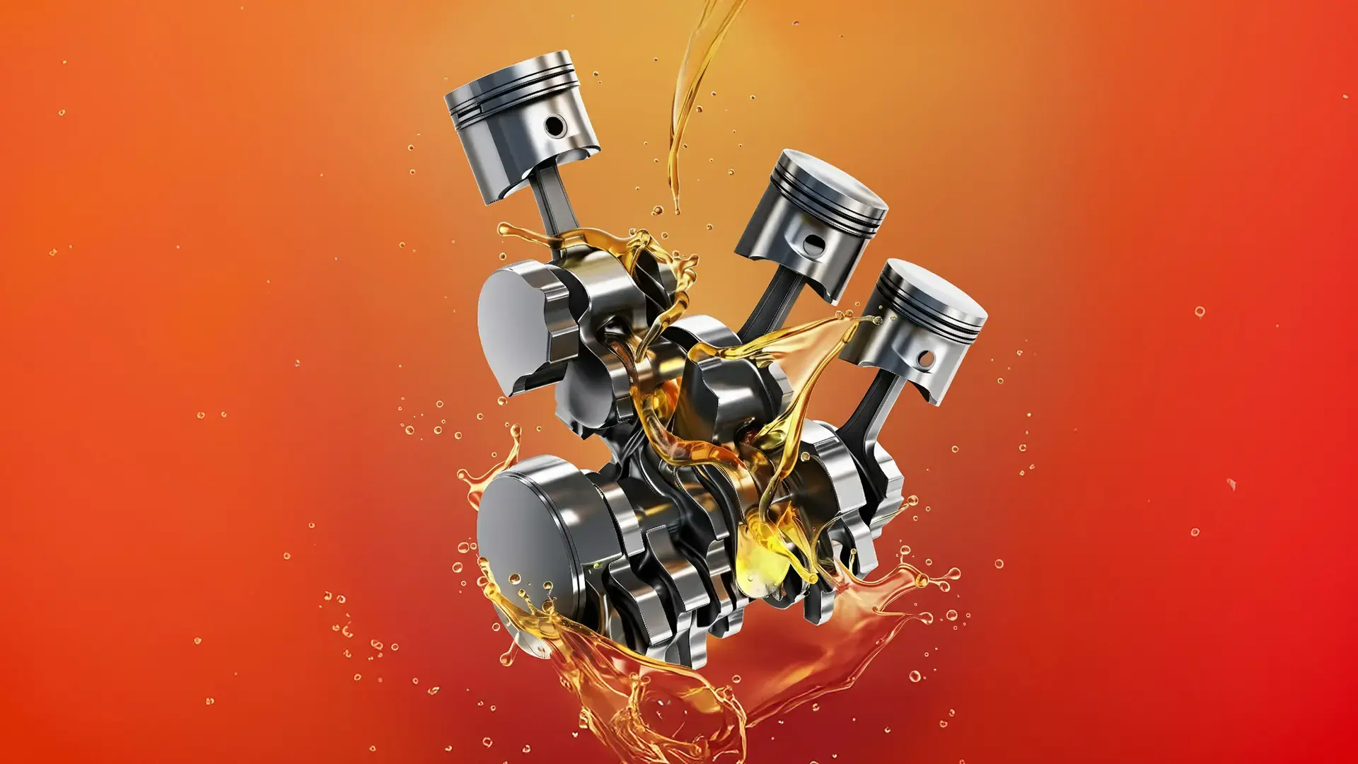 Aceite lubricando los pistones de un motor.