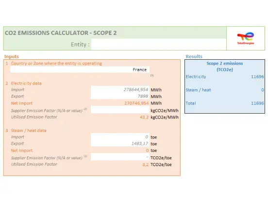 CO2 emissions calculator - Scope 2