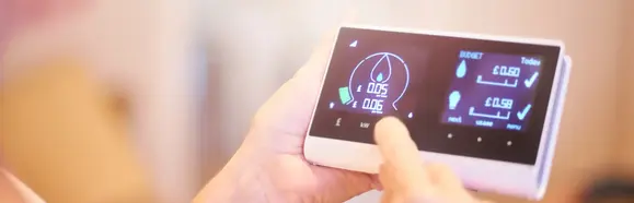 An image of a person looking at their smart power meter.