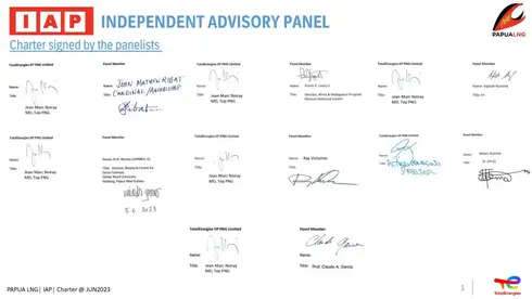 Signatures by the panelists