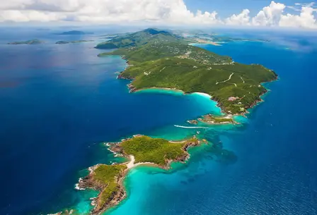 Aerial shot of St. Thomas in US Virgin Islands