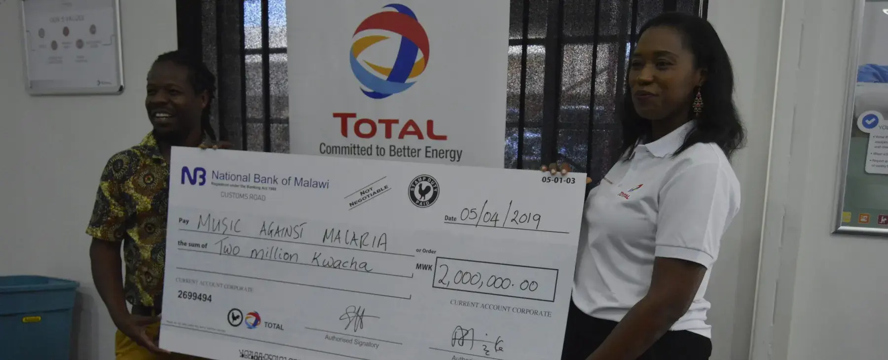 Music Against Malaria Cheque Presentation