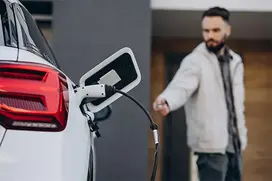 Collaborateur qui recharge son véhicule électrique