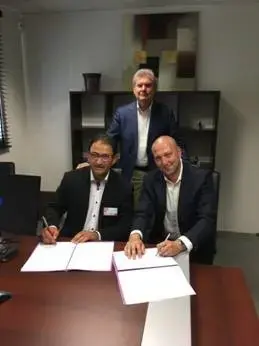 Dominique Gueudet et Ronan Boiseau, assis, et François Souchet, directeur de TDR