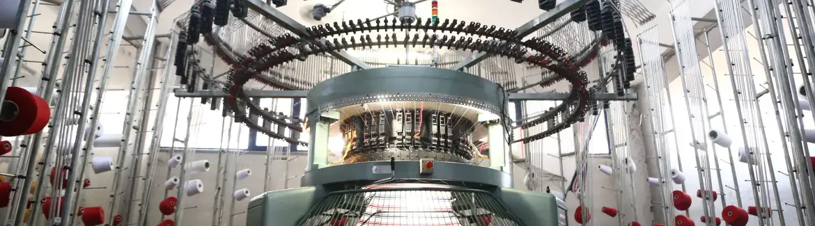 knitting machine in a textile factory