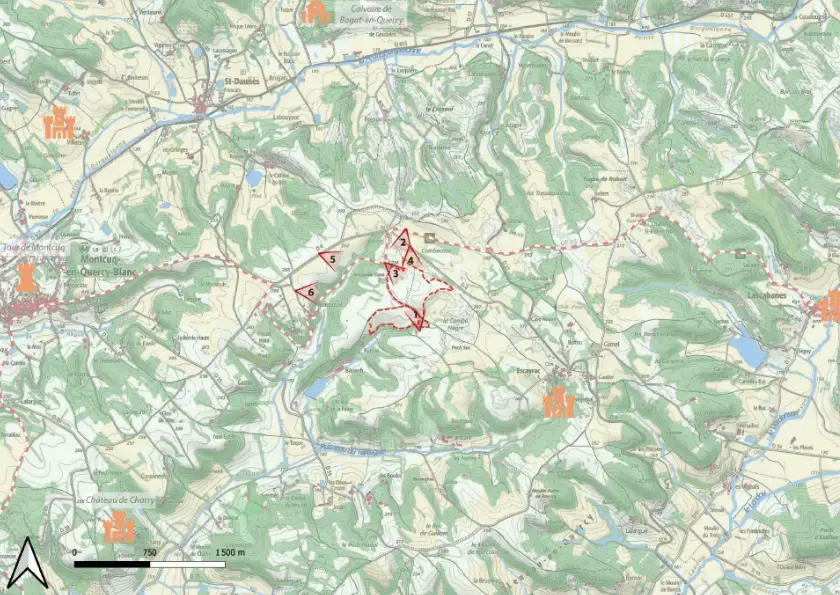 Carte de localisation des 6 photomontages