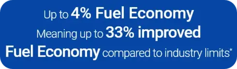 Up to 4% fuel economy meaning up to 33% improved fuel economy compared to industry limits*