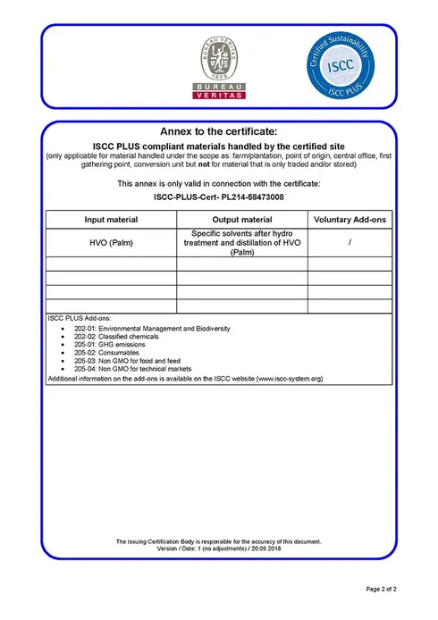 &nbsp;ISCC Plus Certificate