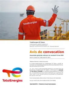 TotalEnergies EP Gabon - Avis de convocation - Assemblée générale ordinaire du 16 mai 2025