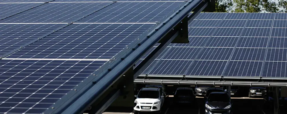 Solar powered panels installed on a Carport in Poitiers by TotalEnergies Solar.