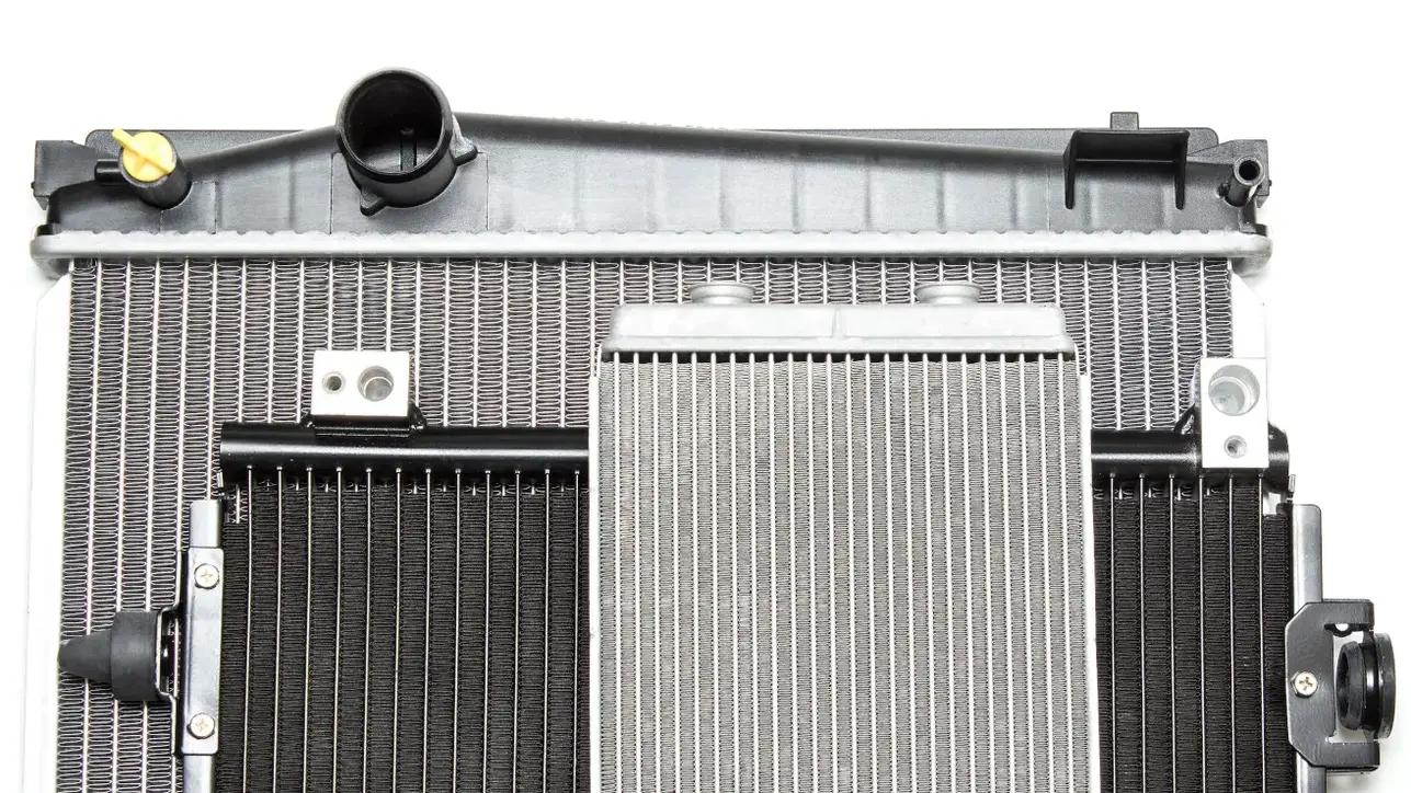 Three industrial radiator cooling systems on a white background.