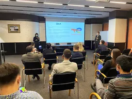 Генеральный директор TotalEnergies EP Kazakhstan Алем Фрига-Ной, Генеральный директор TotalEnergies Marketing Kazakhstan Соболь Дмитрий и сотрудники TotalEnergies Marketing Kazakhstan