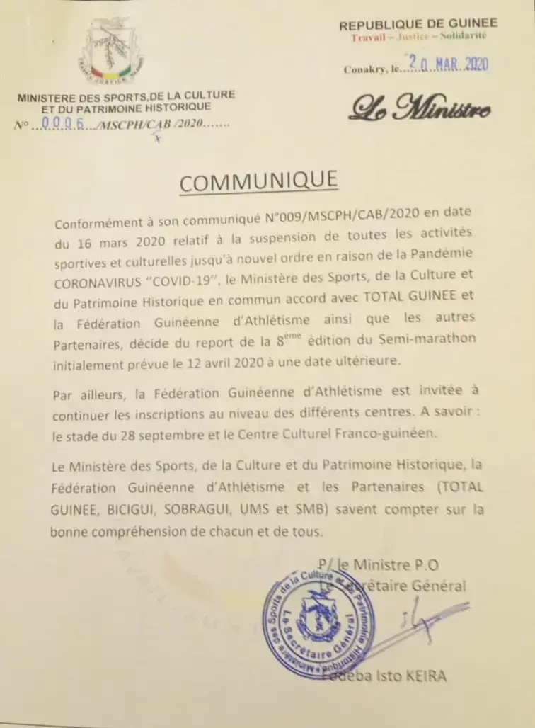 Communiqué de report du Semi-marathon