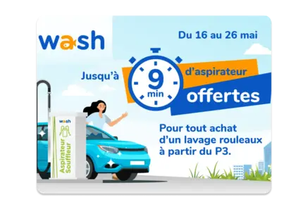 Offrez à votre véhicule un nettoyage complet grâce aux minutes d'aspirateur offertes en mai