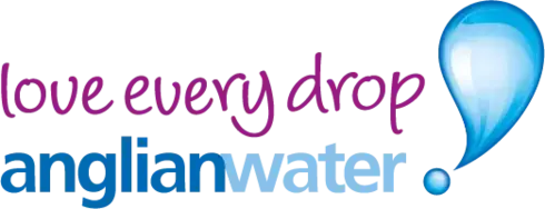 Anglian Water company logo. Love every drop.