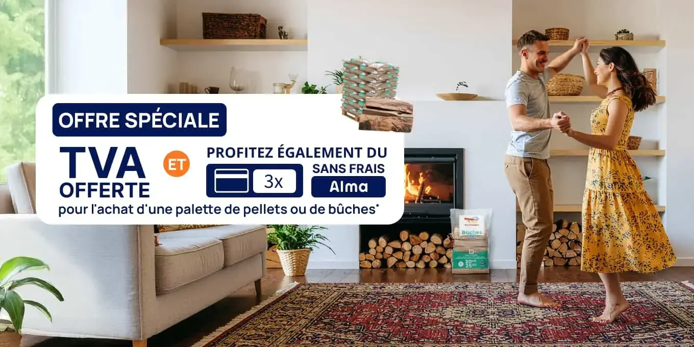 Cet été, TVA offerte + 3x sans frais sur Pellets & Bûches !